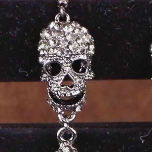 Jewelry - Silvertone Rhinestone Skull Earrings Jewelry - Silvertone Rhinestone Skull Earrings